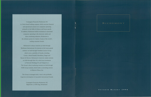 Miniature Compagnie Financière Richemont Rapport semestriel 1994-h1