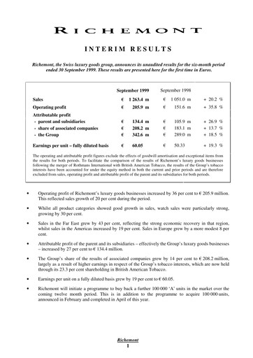 Miniature Compagnie Financière Richemont Rapport semestriel 2019-h1