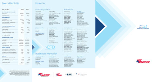 Miniature NBT Bancorp Rapport annuel 2023