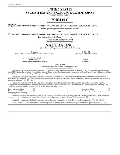 Thumbnail Natera Quarterly Report 2018-q3