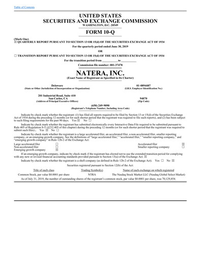 Thumbnail Natera Quarterly Report 2019-q2