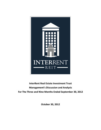 Thumbnail InterRent Real Estate Investment Trust Quarterly Report 2012-q3