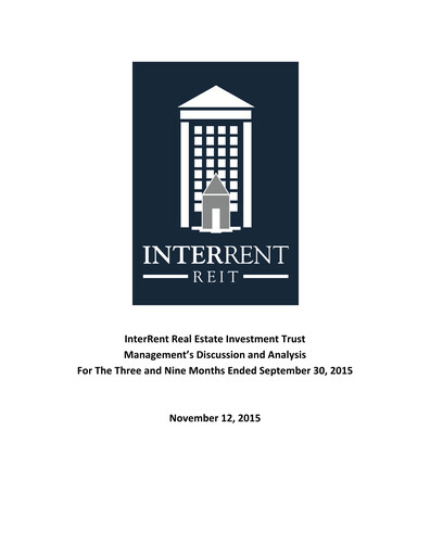 Thumbnail InterRent Real Estate Investment Trust Quarterly Report 2015-q3