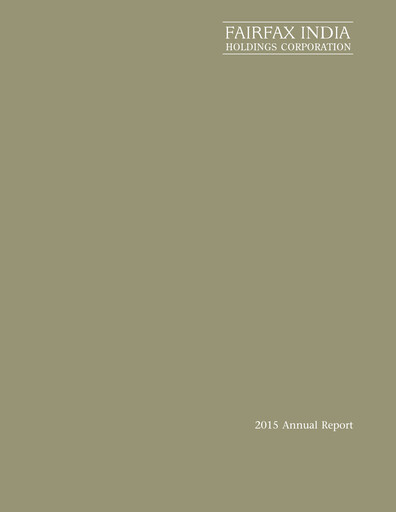 Thumbnail Fairfax India Holdings Annual Report 2015