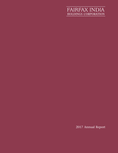 Thumbnail Fairfax India Holdings Annual Report 2017