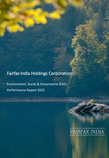 Thumbnail Fairfax India Holdings ESG Report 2021