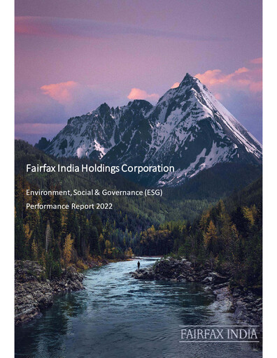 Thumbnail Fairfax India Holdings ESG Report 2022