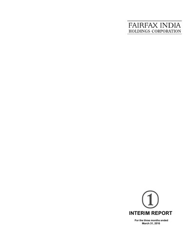 Thumbnail Fairfax India Holdings Quarterly Report 2016-q1