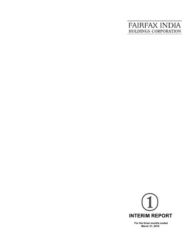 Thumbnail Fairfax India Holdings Quarterly Report 2018-q1
