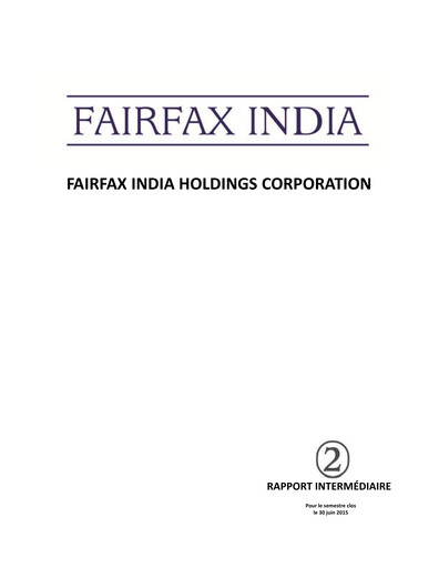 Vorschaubild Fairfax India Holdings Quartalsbericht 2015-q2