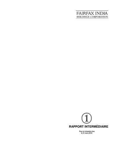 Thumbnail Fairfax India Holdings Quarterly Report 2016-q1