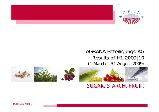Thumbnail Agrana Half-year Report 2009-h1