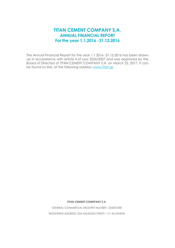 Thumbnail Titan Cement International Financial Report 2016