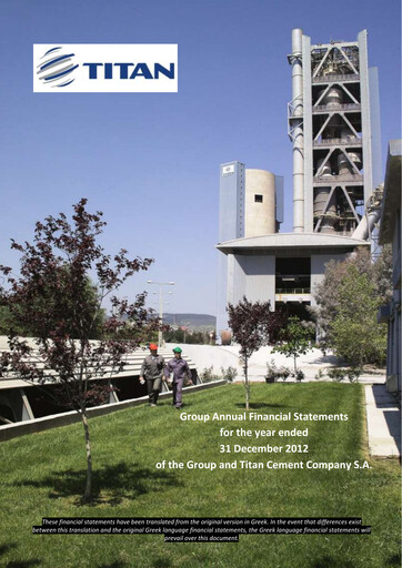Thumbnail Titan Cement International Financial Statement 2012