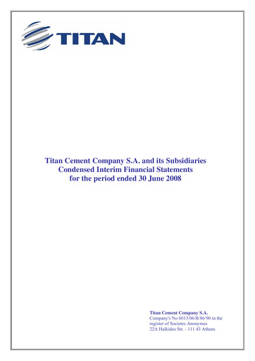 Thumbnail Titan Cement International Half-year Report 2008-h1