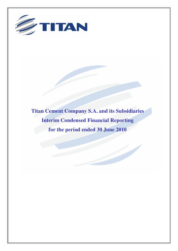 Thumbnail Titan Cement International Half-year Report 2010-h1