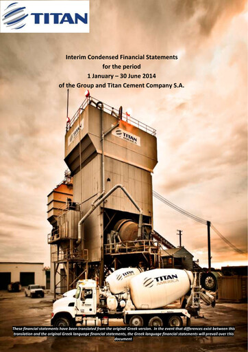 Thumbnail Titan Cement International Half-year Report 2014-h1