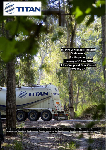 Thumbnail Titan Cement International Half-year Report 2016-h1