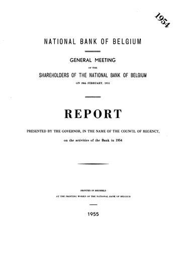 Thumbnail Banque nationale de Belgique Annual Report 1954