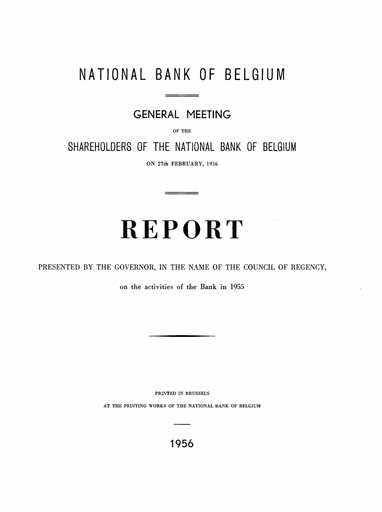 Thumbnail Banque nationale de Belgique Annual Report 1955