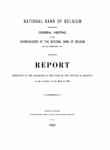 Thumbnail Banque nationale de Belgique Annual Report 1956