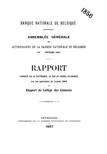 Thumbnail Banque nationale de Belgique Annual Report 1856