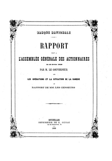 Thumbnail Banque nationale de Belgique Annual Report 1858