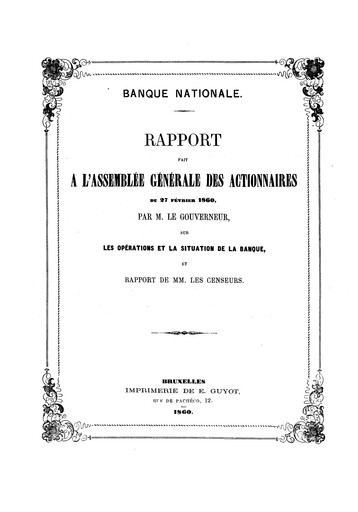 Thumbnail Banque nationale de Belgique Annual Report 1859