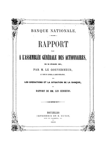 Thumbnail Banque nationale de Belgique Annual Report 1860