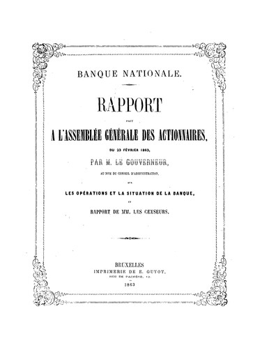 Thumbnail Banque nationale de Belgique Annual Report 1862