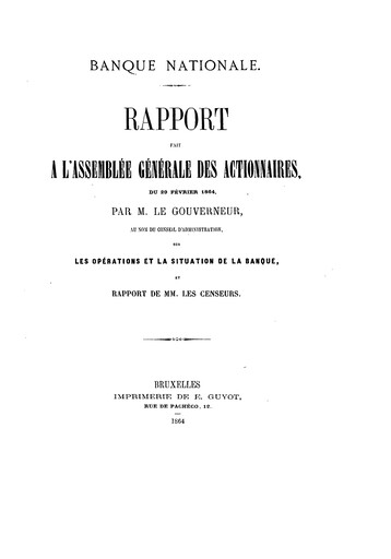 Thumbnail Banque nationale de Belgique Annual Report 1863