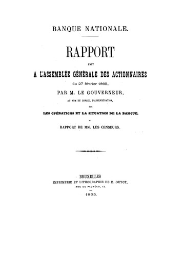 Thumbnail Banque nationale de Belgique Annual Report 1864