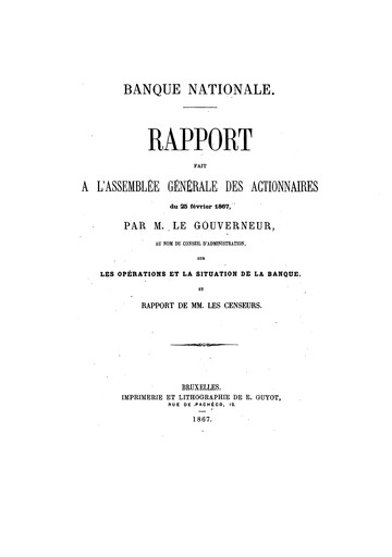 Thumbnail Banque nationale de Belgique Annual Report 1866
