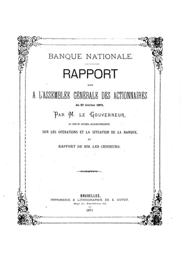 Thumbnail Banque nationale de Belgique Annual Report 1870