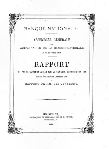 Thumbnail Banque nationale de Belgique Annual Report 1873