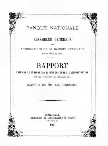 Thumbnail Banque nationale de Belgique Annual Report 1875