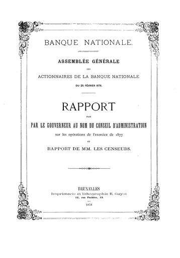 Thumbnail Banque nationale de Belgique Annual Report 1877