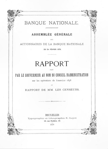 Thumbnail Banque nationale de Belgique Annual Report 1878