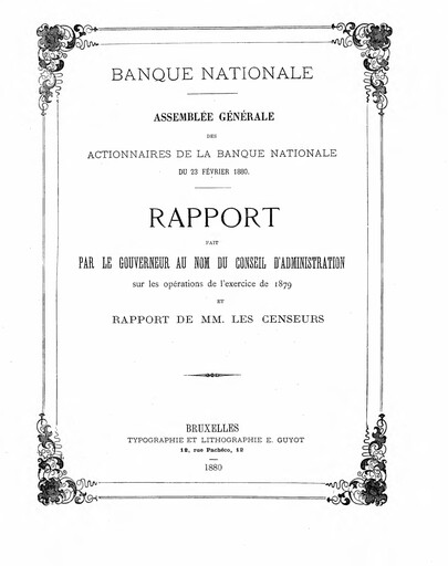Thumbnail Banque nationale de Belgique Annual Report 1879