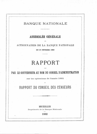 Thumbnail Banque nationale de Belgique Annual Report 1881