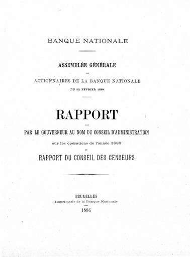 Thumbnail Banque nationale de Belgique Annual Report 1883
