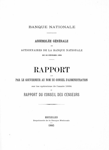 Thumbnail Banque nationale de Belgique Annual Report 1884