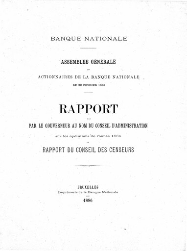 Thumbnail Banque nationale de Belgique Annual Report 1885