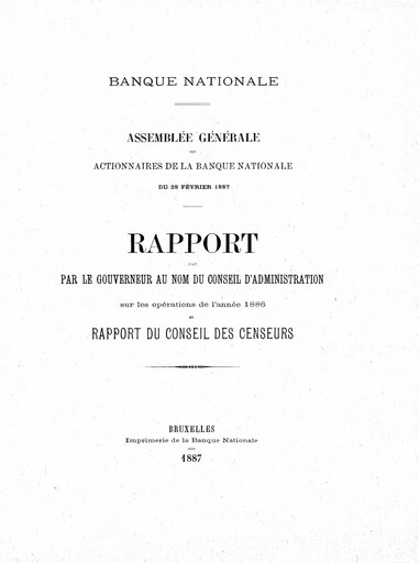 Thumbnail Banque nationale de Belgique Annual Report 1886