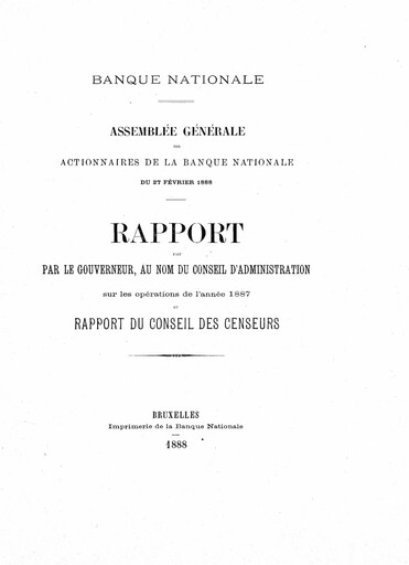 Thumbnail Banque nationale de Belgique Annual Report 1887