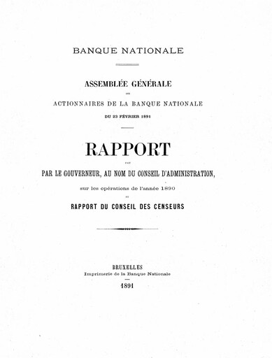 Thumbnail Banque nationale de Belgique Annual Report 1890