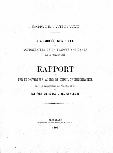 Thumbnail Banque nationale de Belgique Annual Report 1891