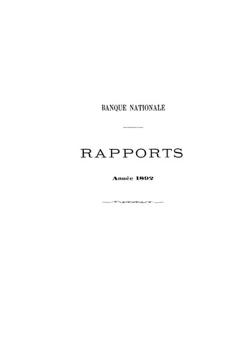 Thumbnail Banque nationale de Belgique Annual Report 1892