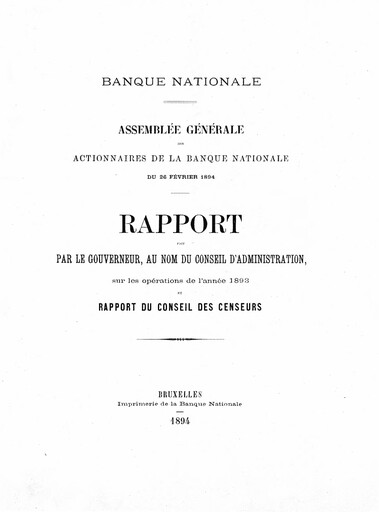 Thumbnail Banque nationale de Belgique Annual Report 1893