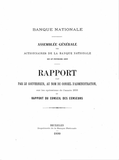Thumbnail Banque nationale de Belgique Annual Report 1898